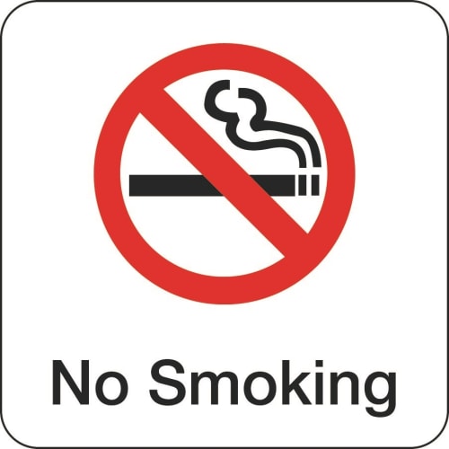 Sign - No Smoking, 3x3, White/Red & Blue Print